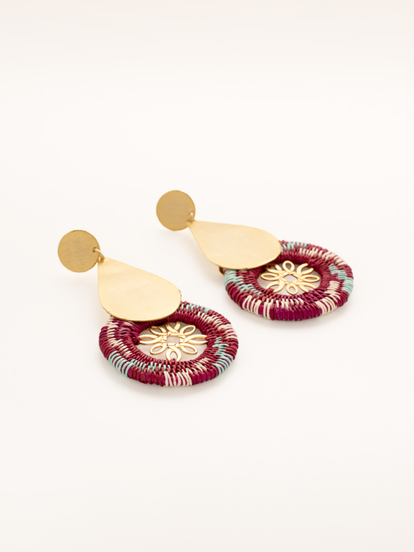 aretes gota mandala con diseño dichardi