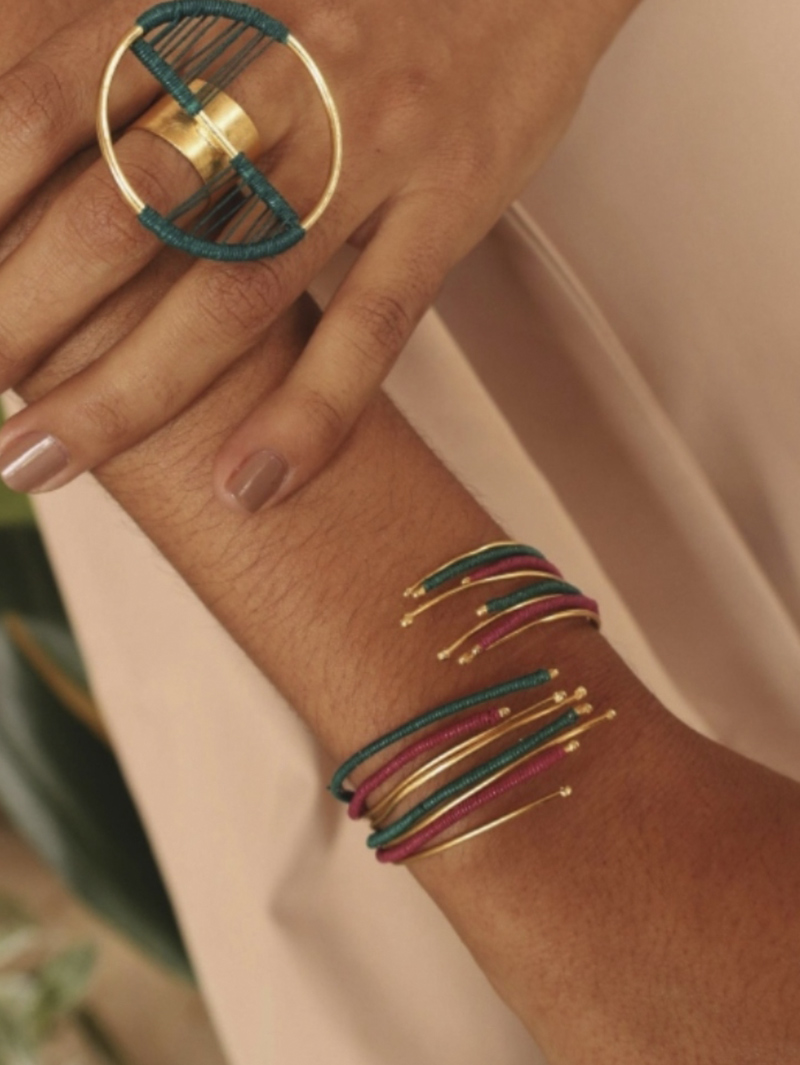 Brazalete hecho a mano Dichardí, tejidos con metales preciosos en oro